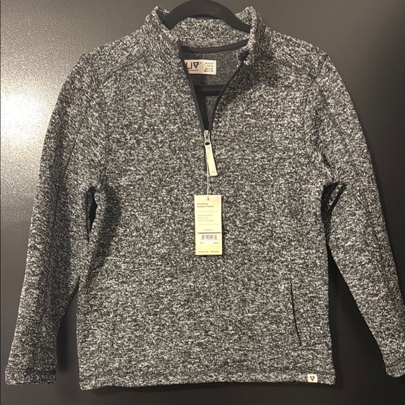 Gray Zip Up Sweater with Standing Collar and Textured Design Boy’s Size Medium - Picture 1 of 10